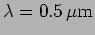 $\lambda =0.5 \, \mu {\rm
m}$