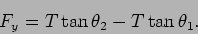 \begin{displaymath}
F_y=T\tan\theta_2-T\tan\theta_1.
\end{displaymath}