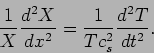 \begin{displaymath}
\frac{1}{X} \frac{d^2 X}{d x^2}= \frac{1}{T c_s^2} \frac{d^2 T}{d
t^2}.
\end{displaymath}