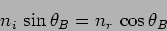 \begin{displaymath}
n_i \, \sin \theta_B = n_r \, \cos \theta_B
\end{displaymath}