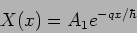 \begin{displaymath}
X(x) = A_1e^{-q x/\hbar}
\end{displaymath}